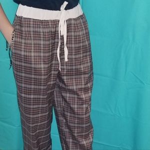Plaid drawstrings pants